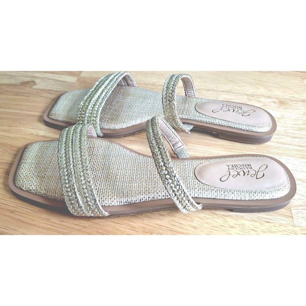 Badgley Mischka Jewel Helena Flat Summer Sandal Gold Strappy Size 8.5 - Picture 2 of 7